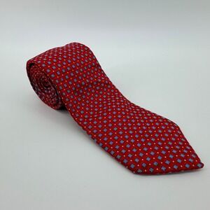Ted Baker Geometric Silk Tie Mens OS Red Blue Square Pattern Made in USA